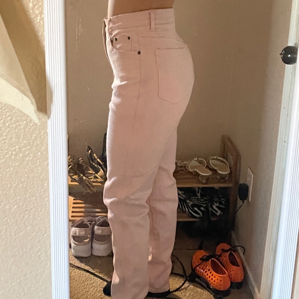 Pink denim jeans